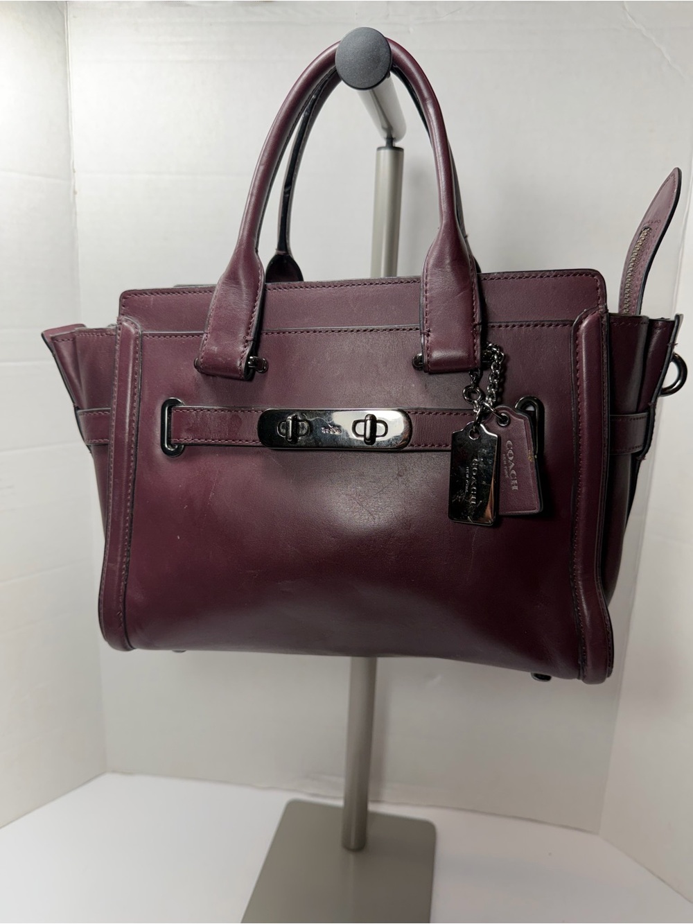 Coach 55496 Swagger Oxblood Purple Leather Satchel no strap